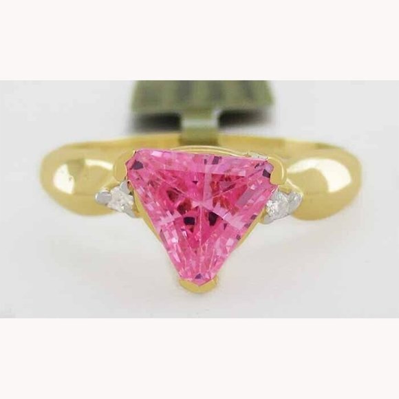 Created 1.75 Cts Pink Sapphire & Genuine Diamonds Ring 10k...